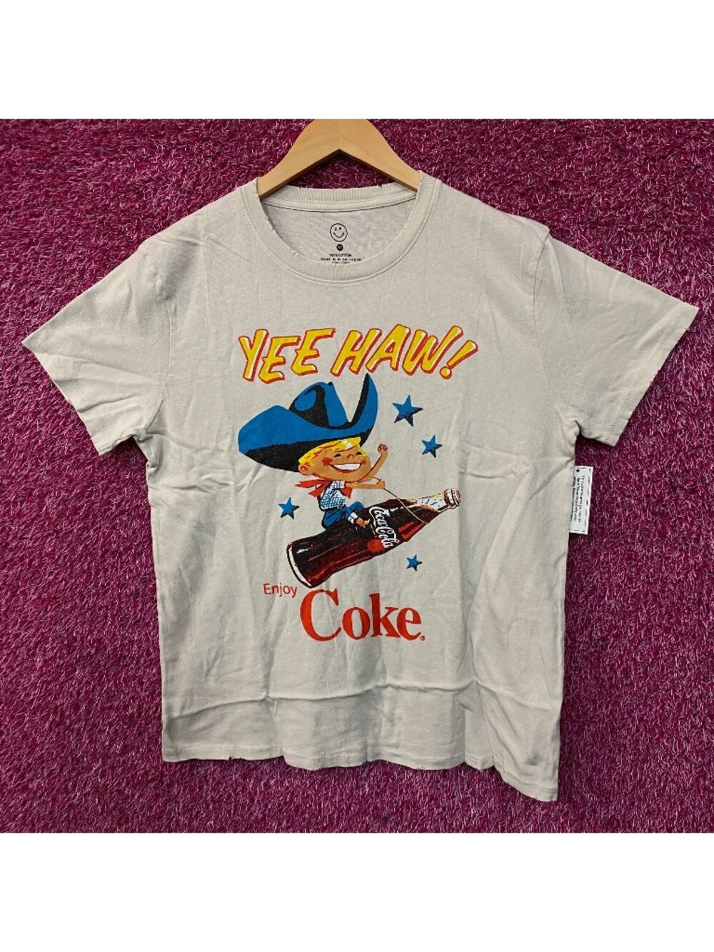 Coca-Cola Cowboy Yee Haw Retro Graphic T-Shirt Medium